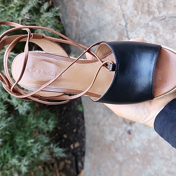 Coach Dana Black and Saddle brown wedge espadrilles 9M - Picture 4 of 8